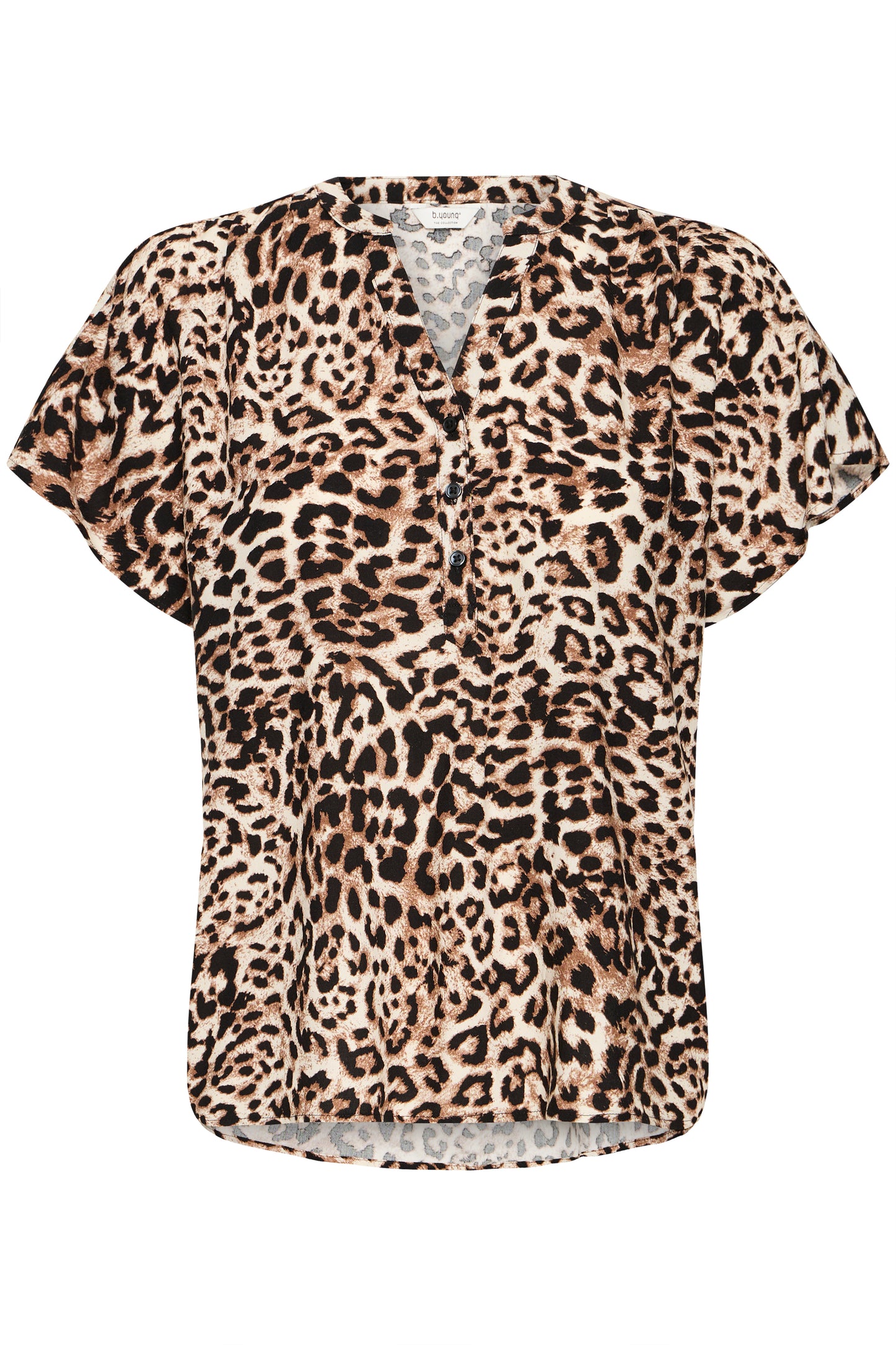BY - Mmjoella Leopard Print V-Neck Top 2 - Birch Leopard
