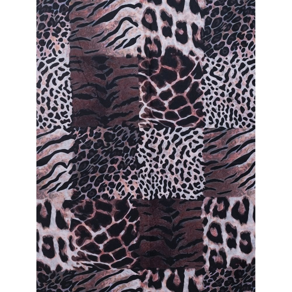PL - Animal Patchwork Scarf - Black/Blush Mix