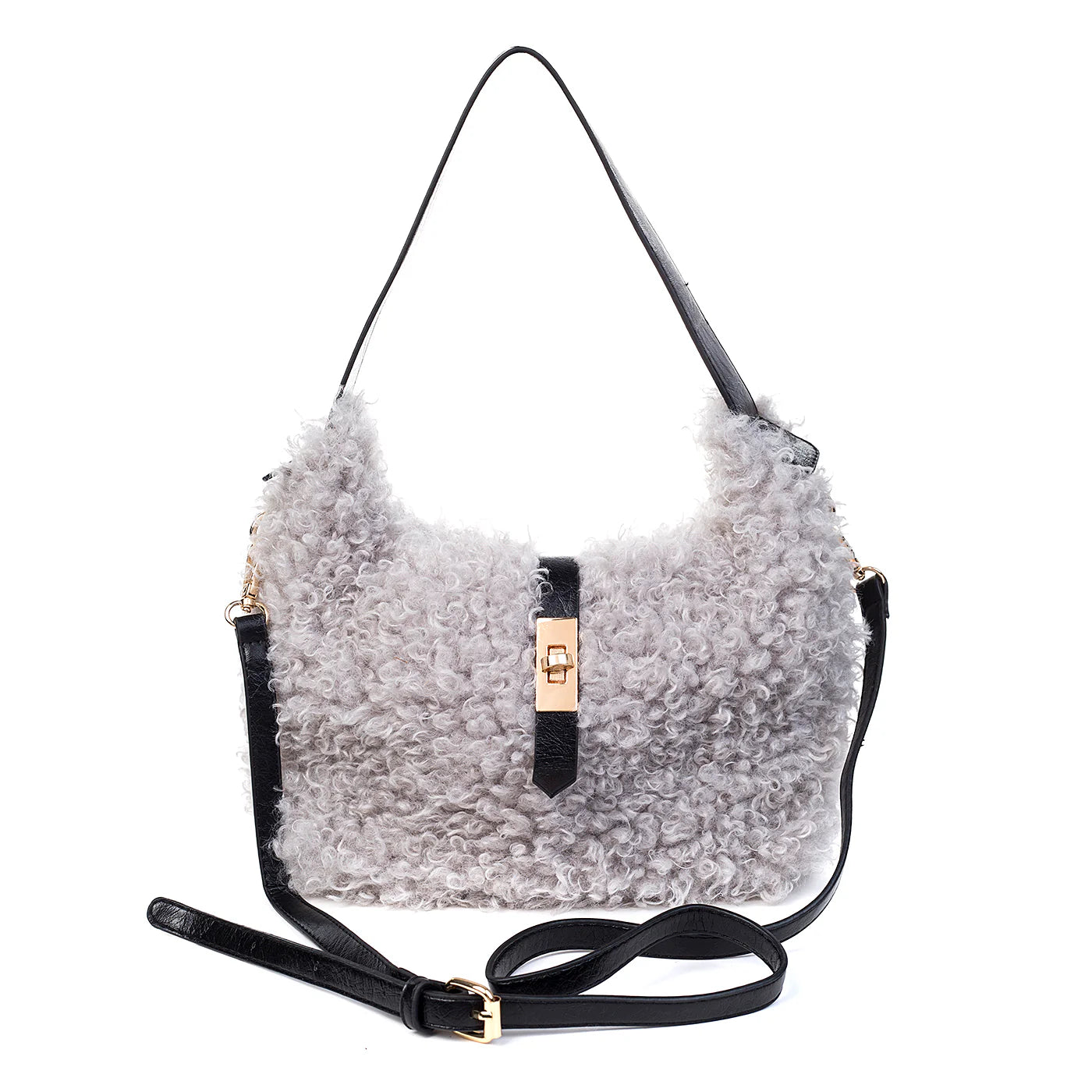 PL - Small Faux Shirling Bag - Pebble