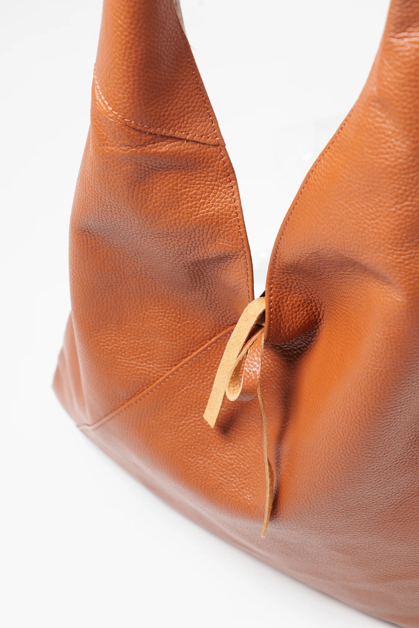 Juno Pebbled Italian Leather Shoulder Bag - Tan