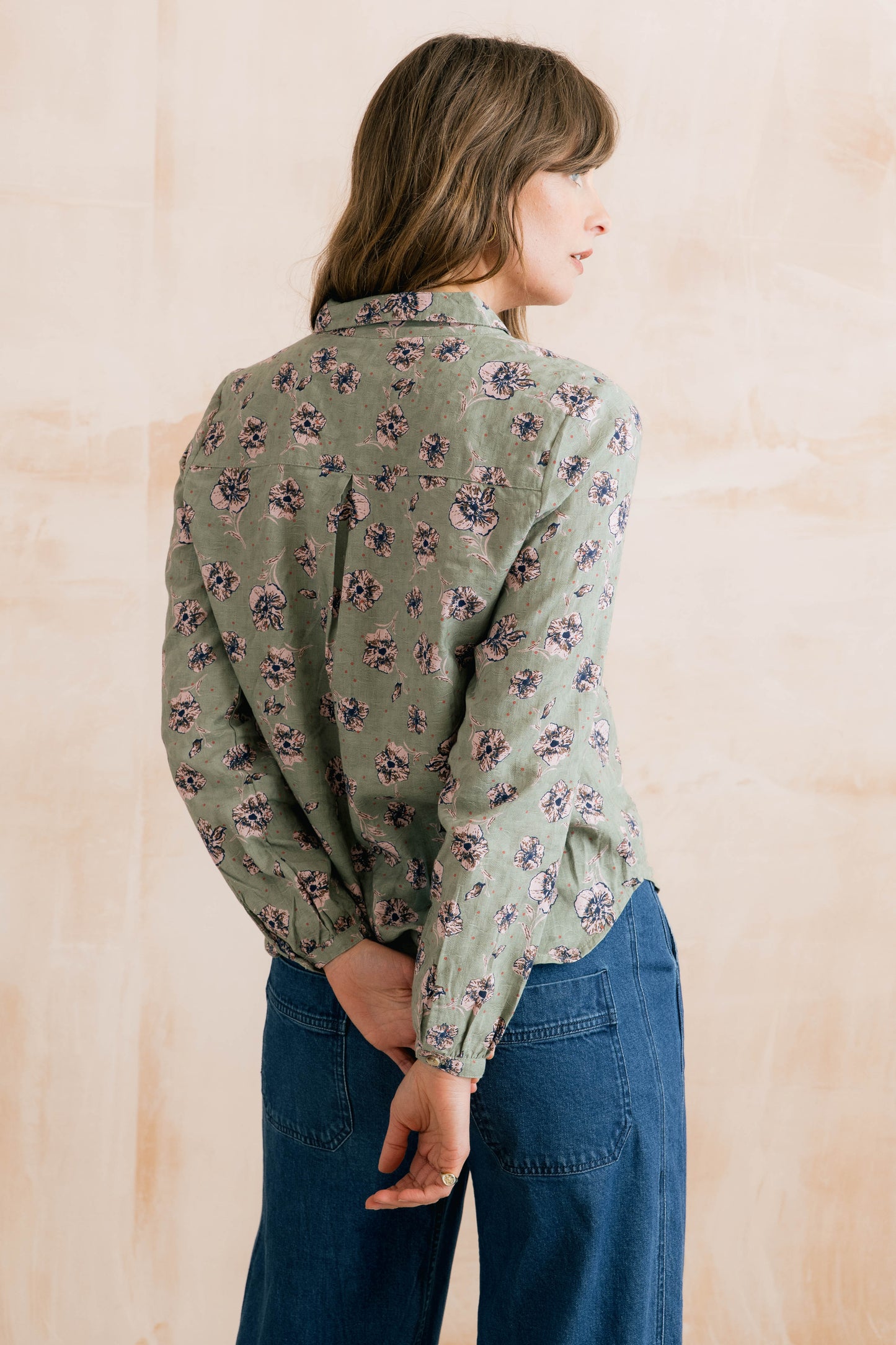 Lily & Me Ana Floral Printed Shirt - Sage