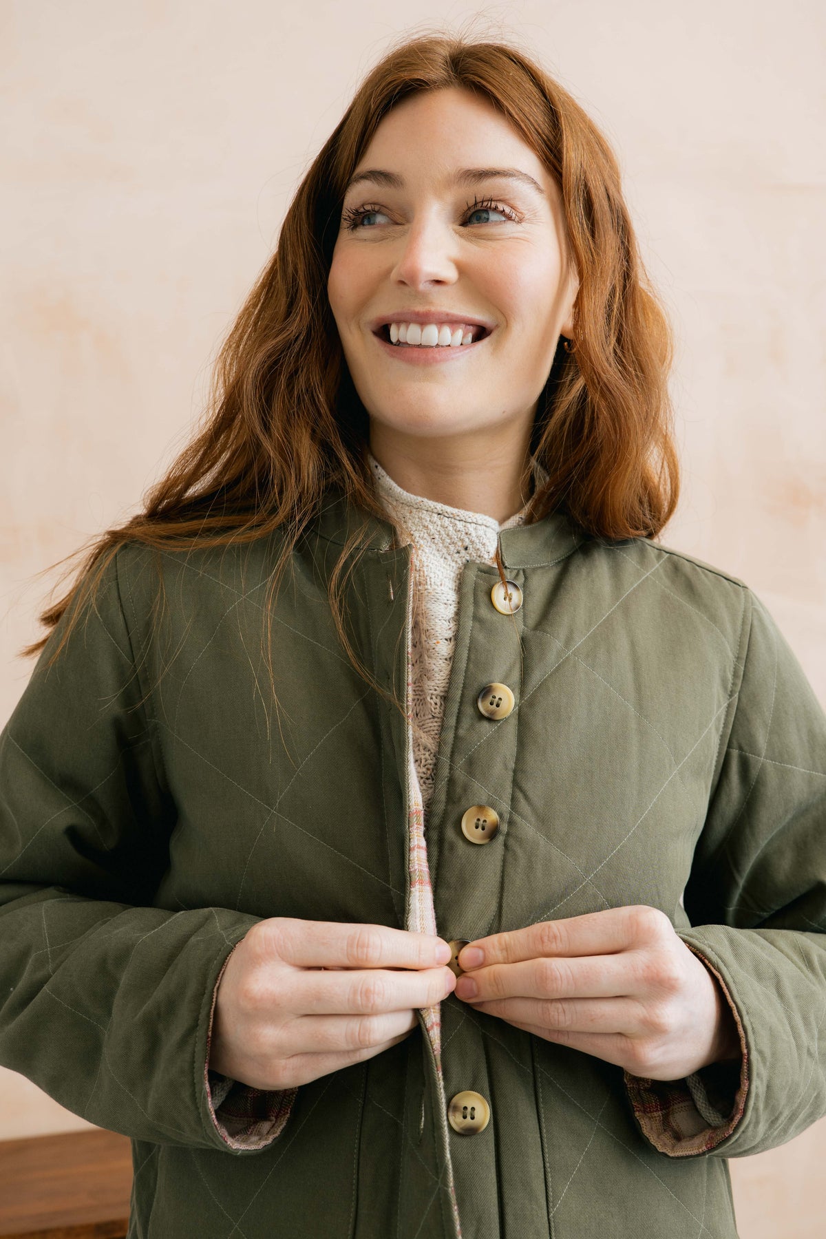 Lily & Me Scarlett Reversible Quilted Jacket - Dark Olive/Multiblush