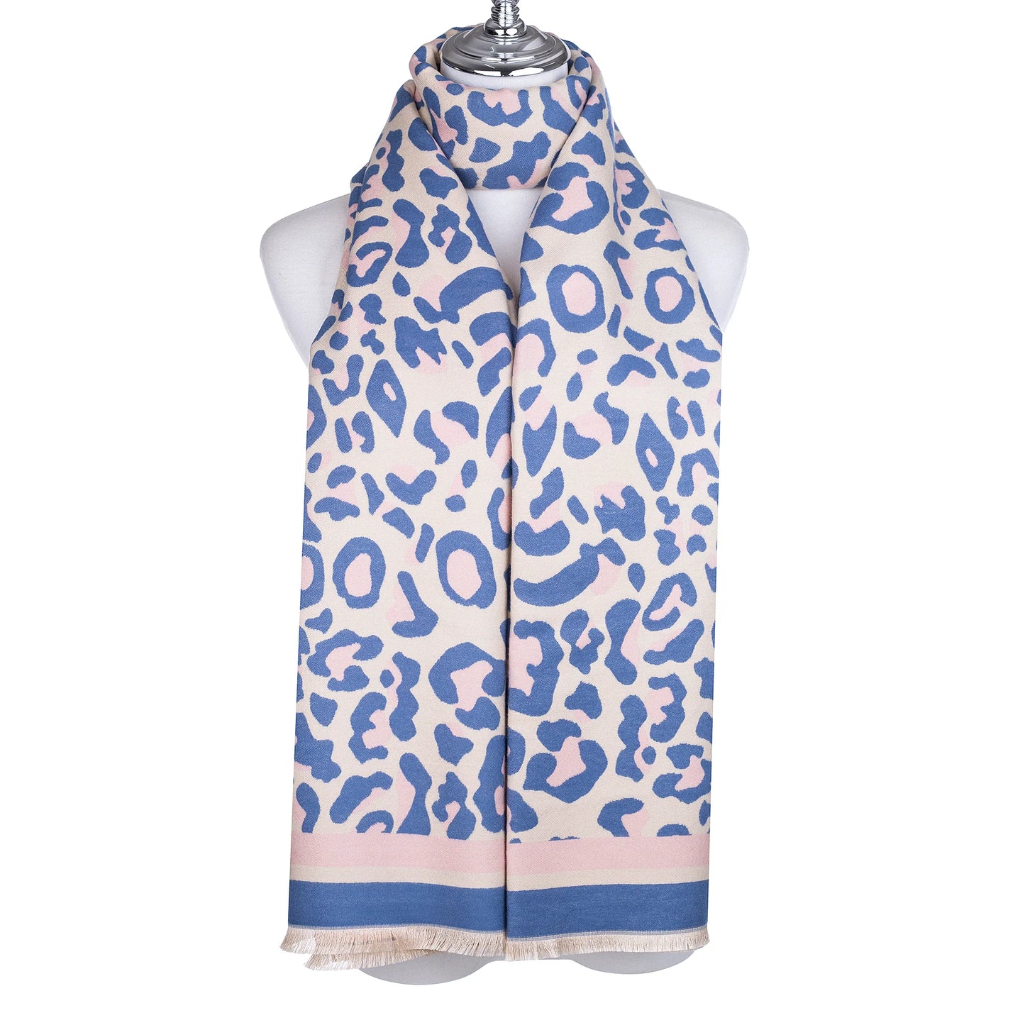 PL - Leopard Scarf - Blue/Pink