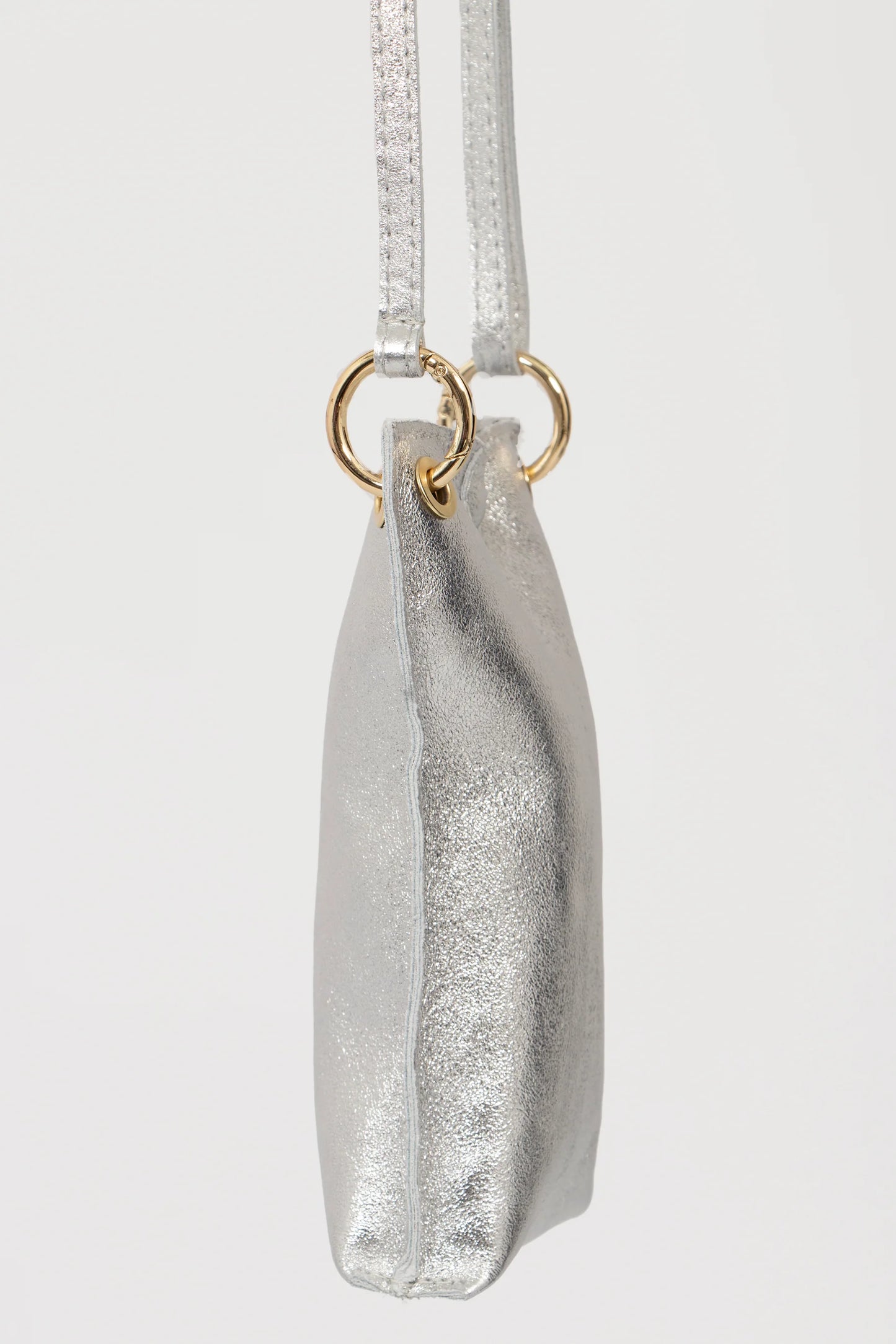 Nova Italian Leather Phone Pouch - Silver