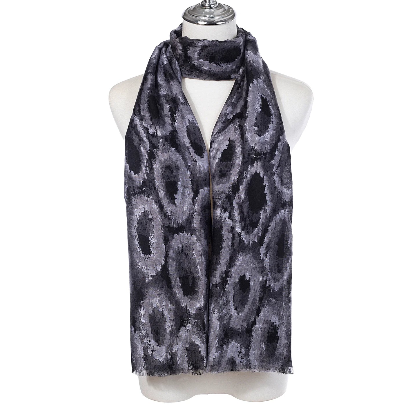PL - Oval Print Scarf - Ebony