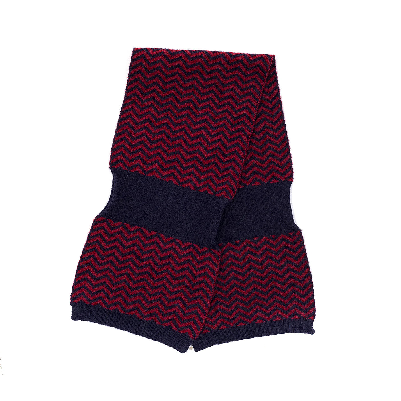 PL - Chevron Knitted Scarf - Navy & Red