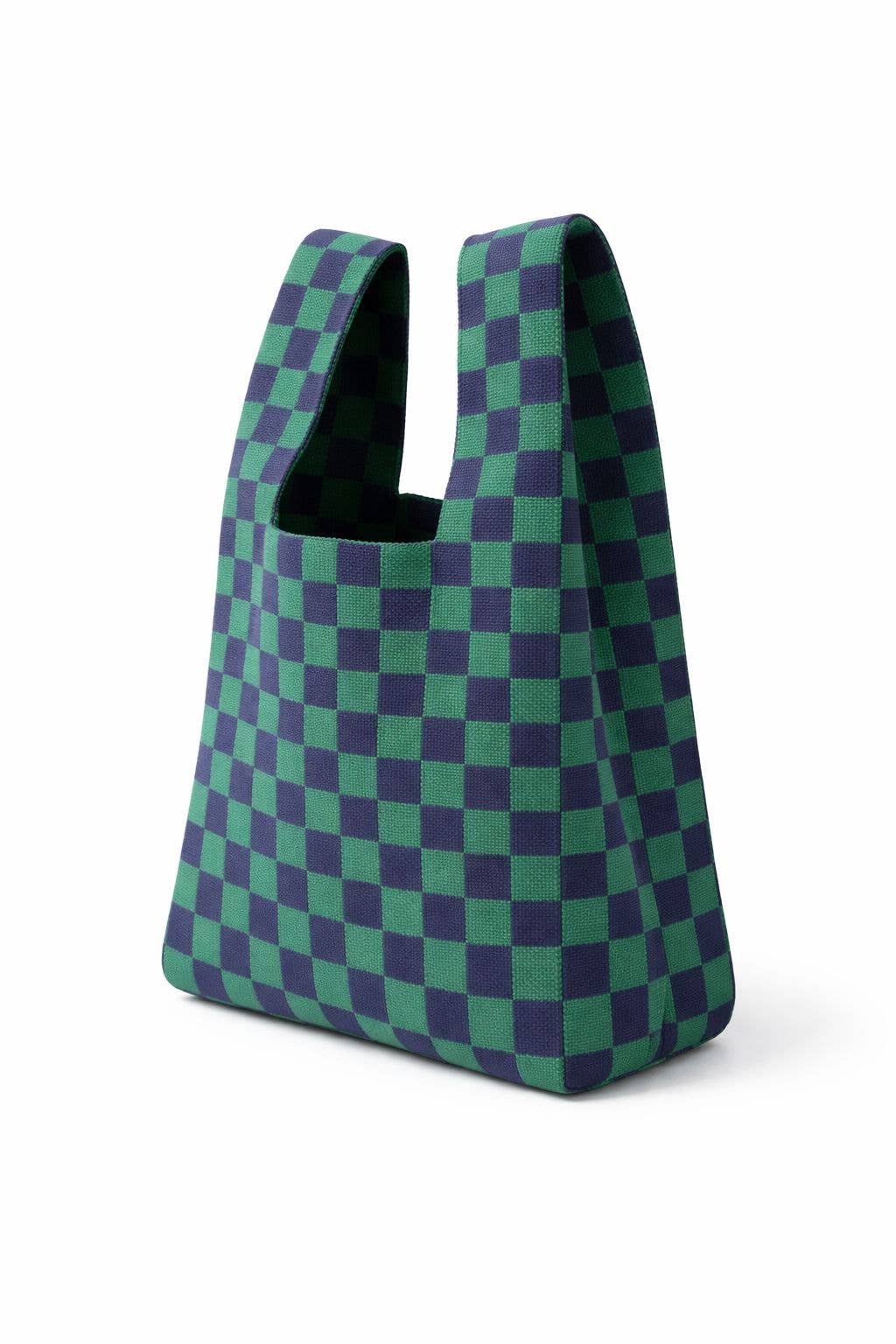 Tokeii Bold Checker Knitted bag: Blue/Green