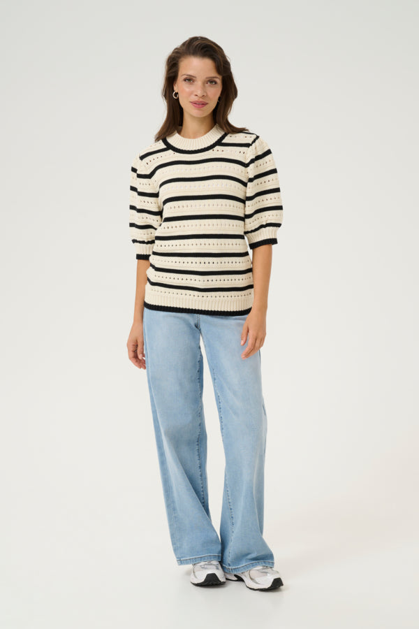 KA - Evelyn Knit Jumper - Turtle Dove & Black