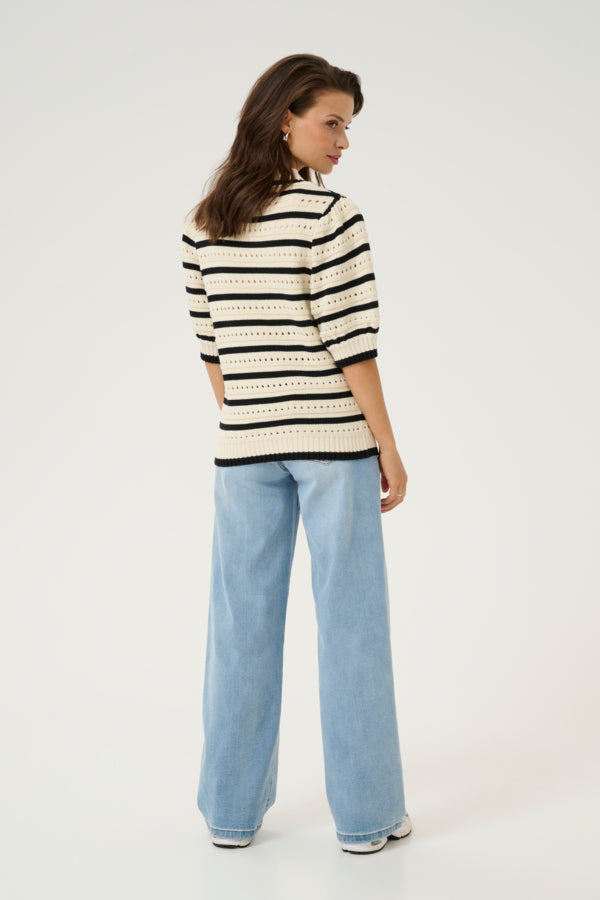 KA - Evelyn Knit Jumper - Turtle Dove & Black