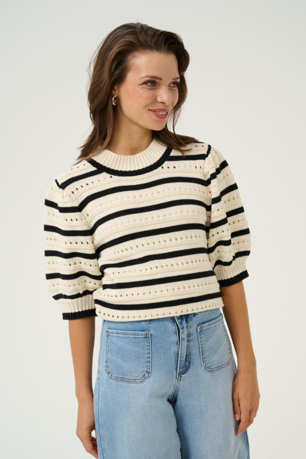 KA - Evelyn Knit Jumper - Turtle Dove & Black
