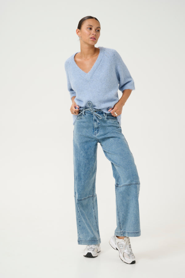 KA - Emilie V-Neck Jumper - Soft Chambray