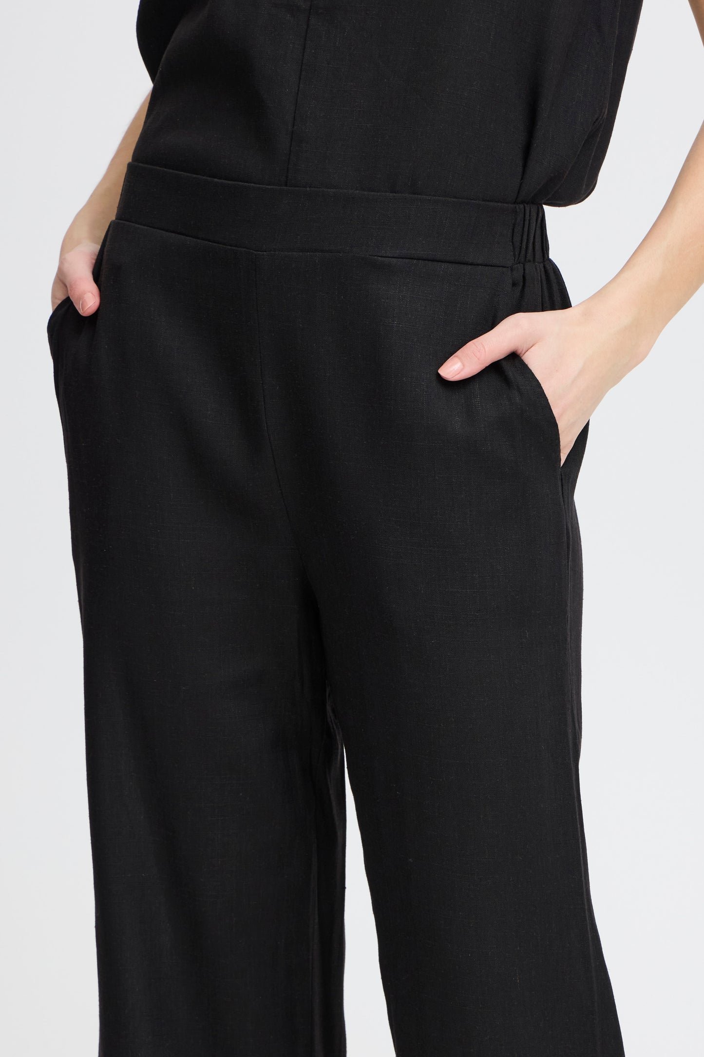 FR - Juna CU 1 - Linen Mix Trousers - Black