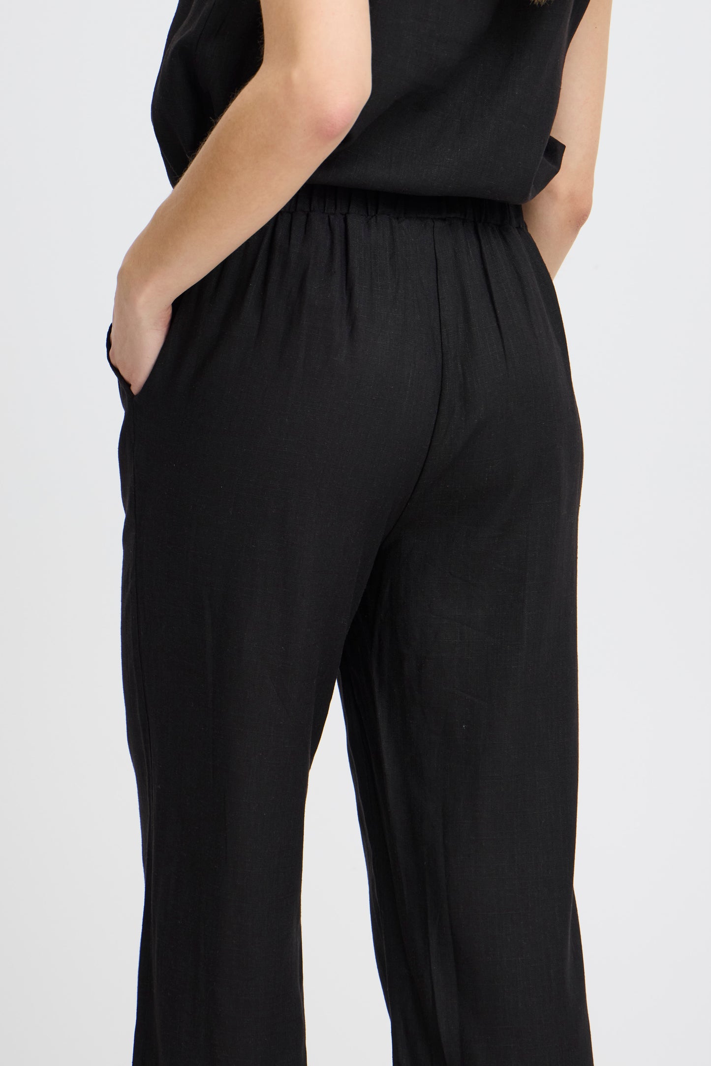 FR - Juna CU 1 - Linen Mix Trousers - Black