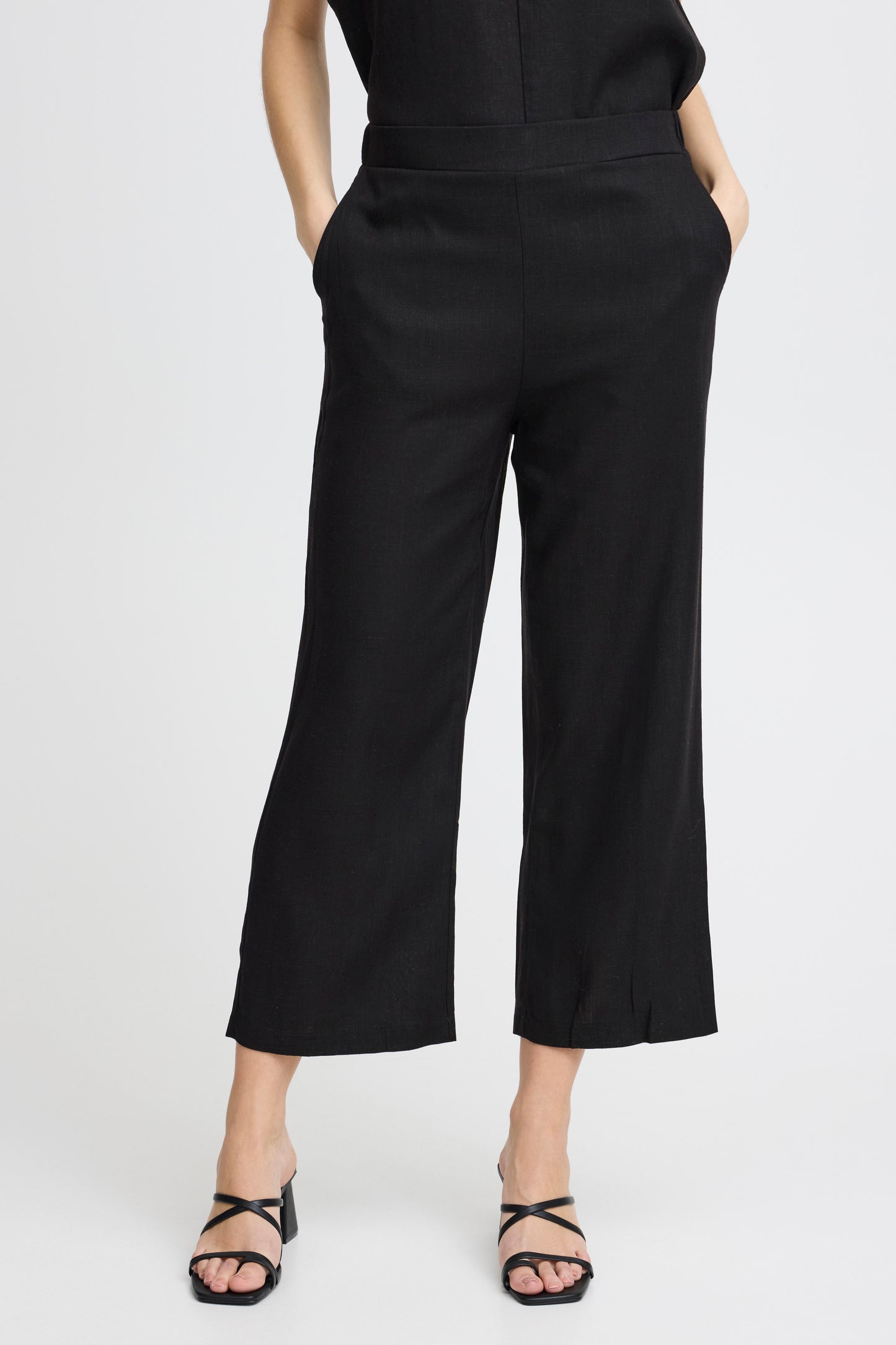 FR - Juna CU 1 - Linen Mix Trousers - Black