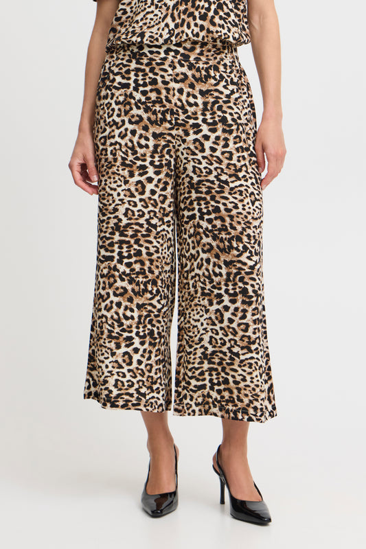 BY - Mmjoella Culotte Leopard Print Trousers - Birch Leopard