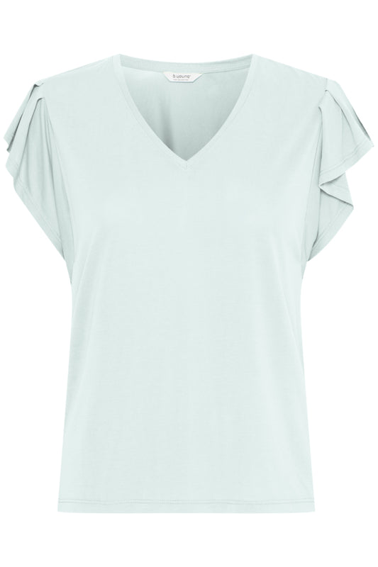 BY - Perl Ruffle Sleeve T-Shirt - Blue Haze