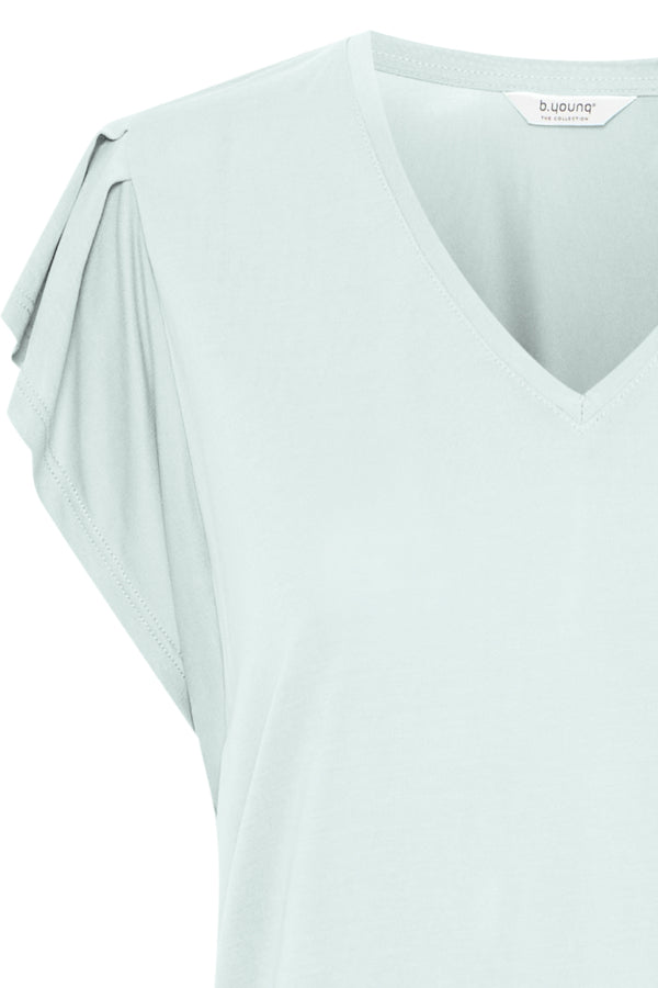 BY - Perl Ruffle Sleeve T-Shirt - Blue Haze