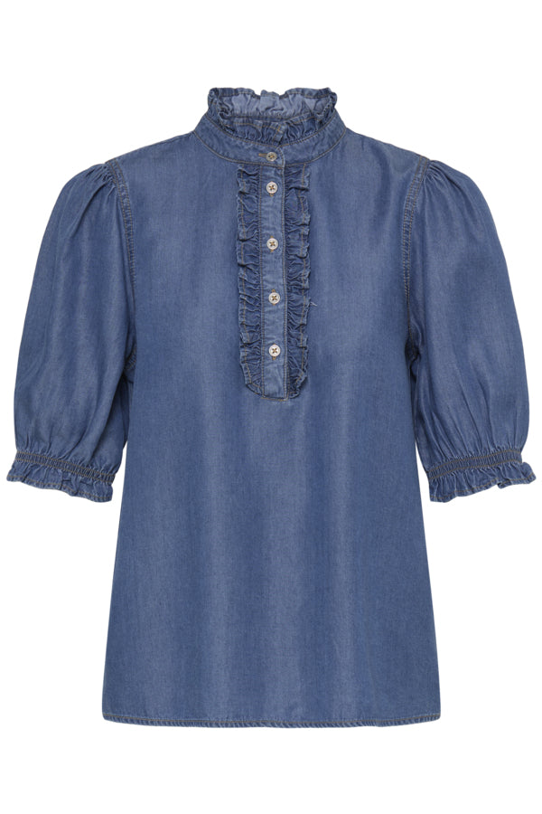 BY -  Kosmo Blouse - Mid Blue Denim
