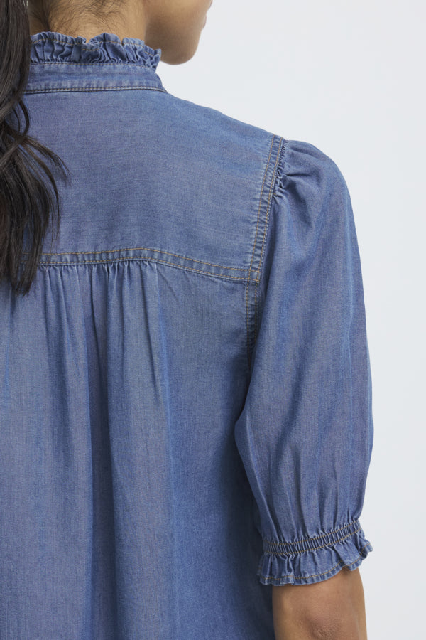 BY -  Kosmo Blouse - Mid Blue Denim