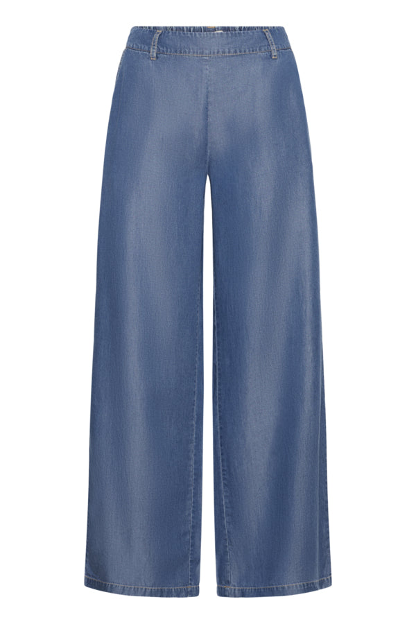 BY -  Kosmo Wide Pants - Mid Blue Denim