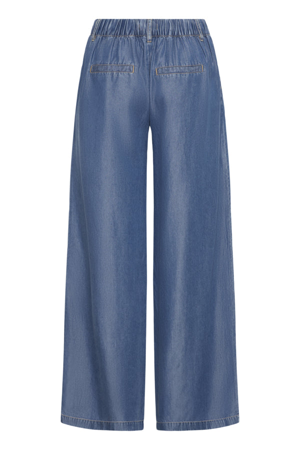 BY -  Kosmo Wide Pants - Mid Blue Denim