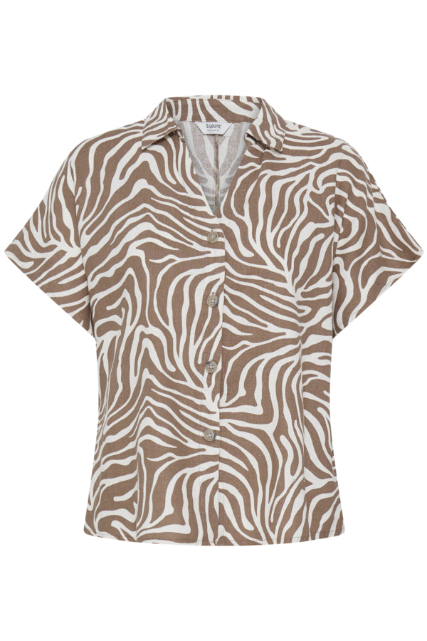 BY -  Falakka Cap Sleeve Shirt - Woodsmoke Animal