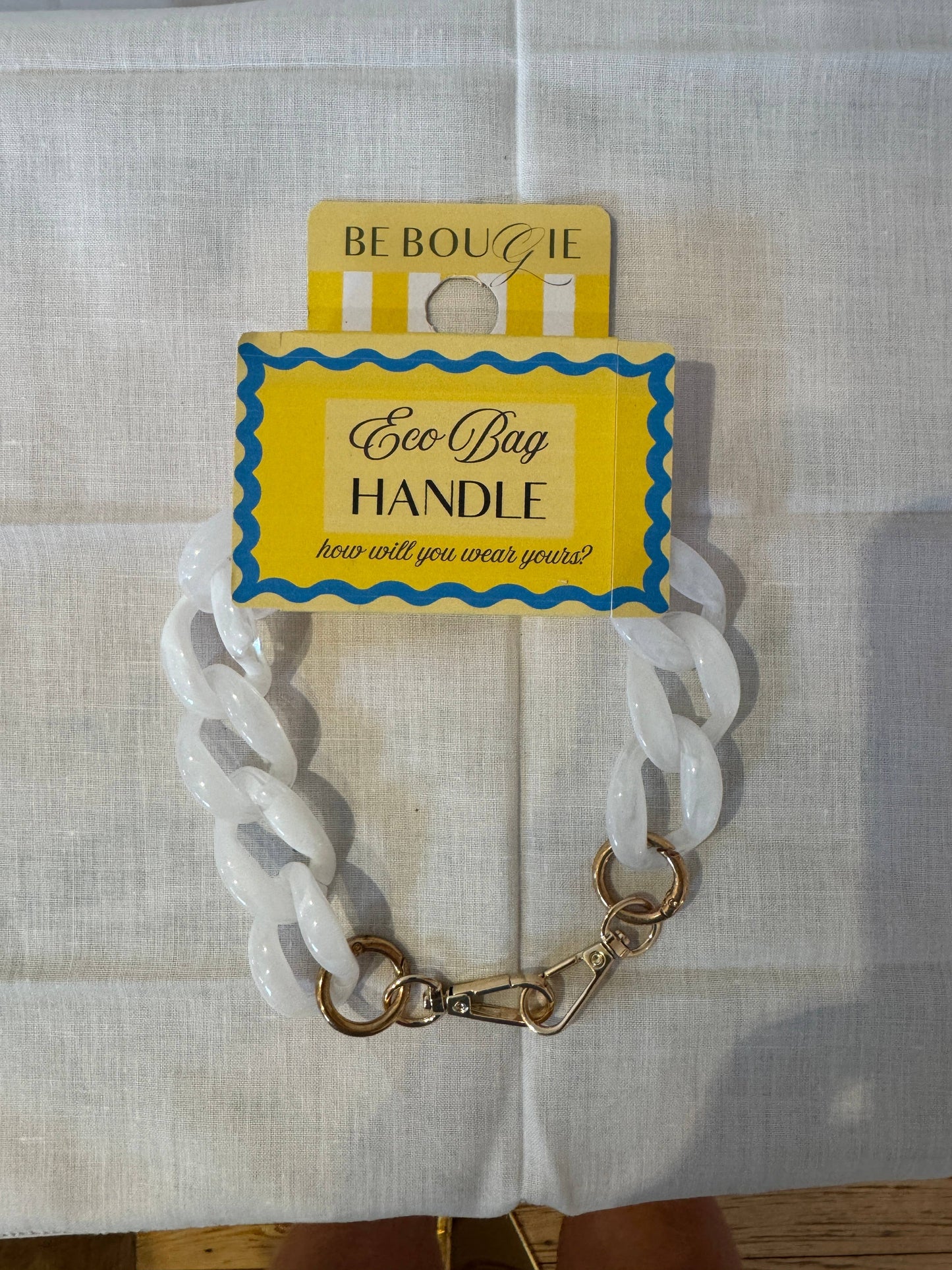 White Acrylic Handle for your Eco Tote Bag
