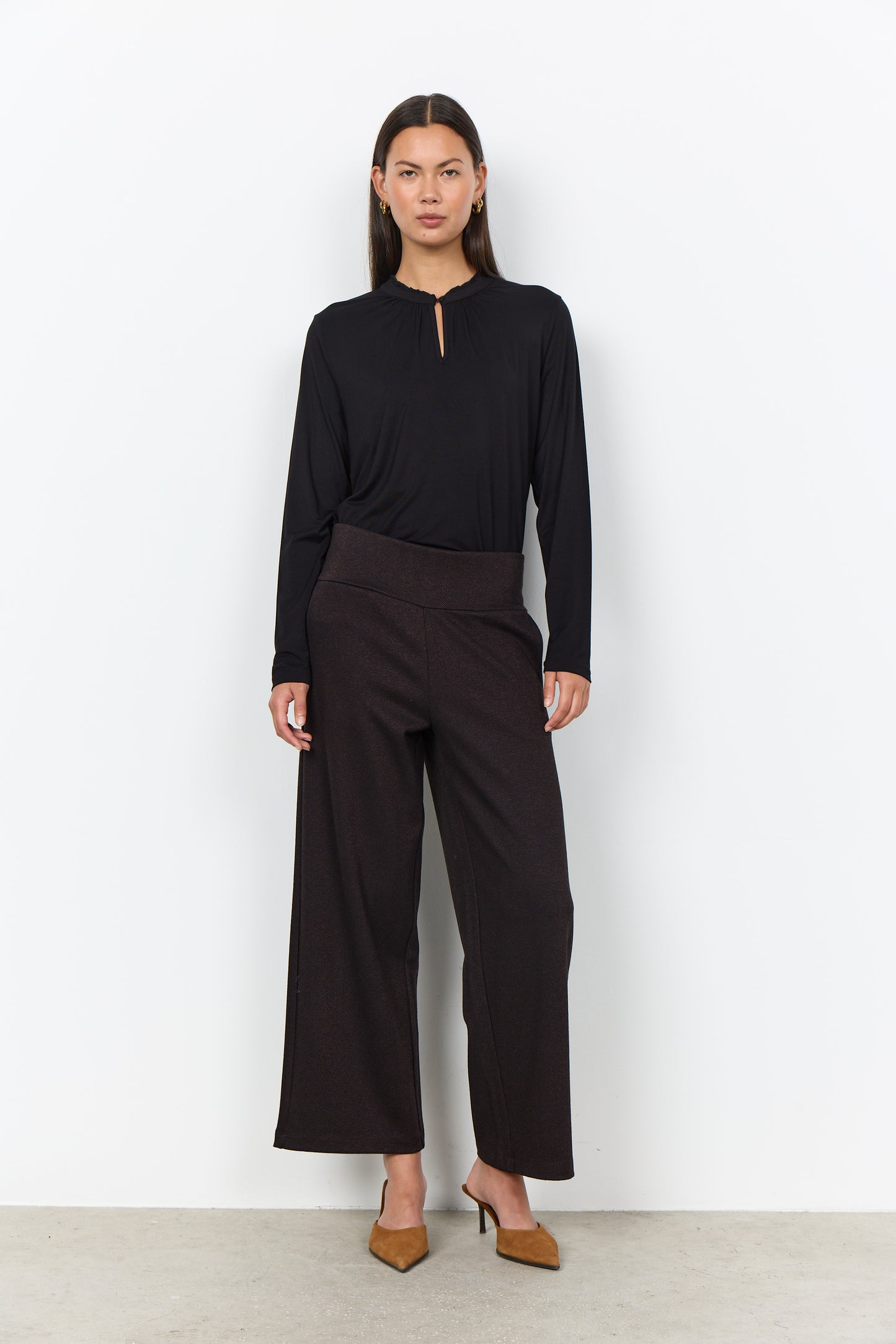 Soya Concept Hebe Wide Leg Trousers - Chocolate Brown