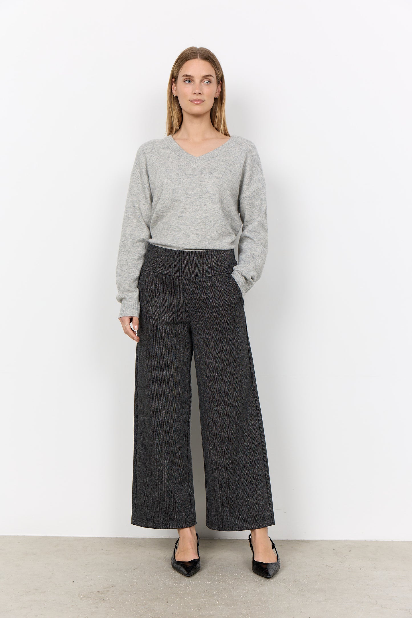 Soya Concept Hebe Wide Leg Trousers - Black/Grey