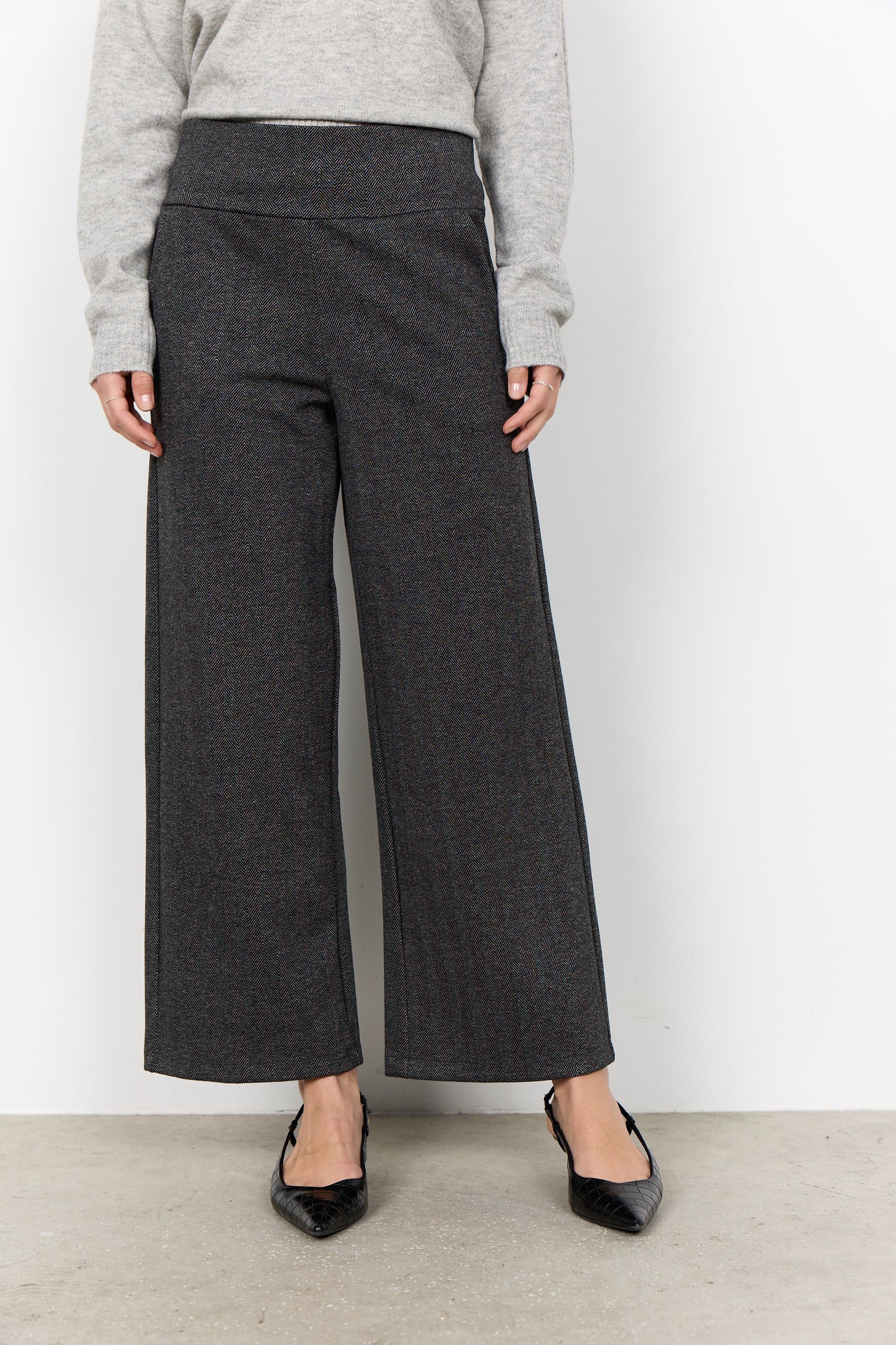 Soya Concept Hebe Wide Leg Trousers - Black/Grey