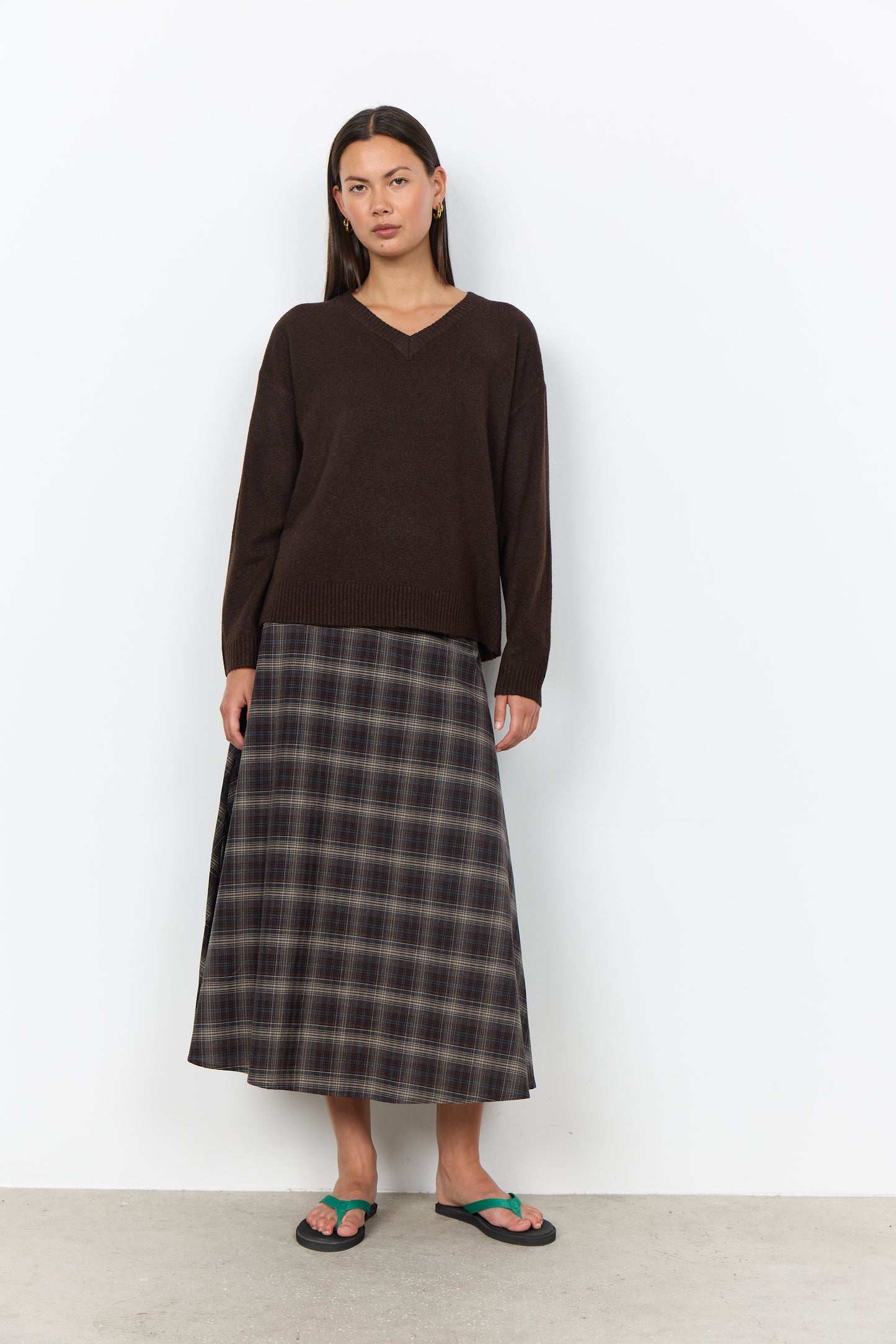 Soya Concept Orlean V-Neck Jumper - Chocolate Brown