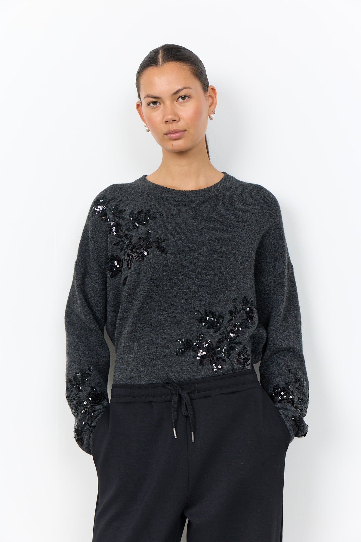 Soya Concept Orlean 17 Sequined Jumper - Grey