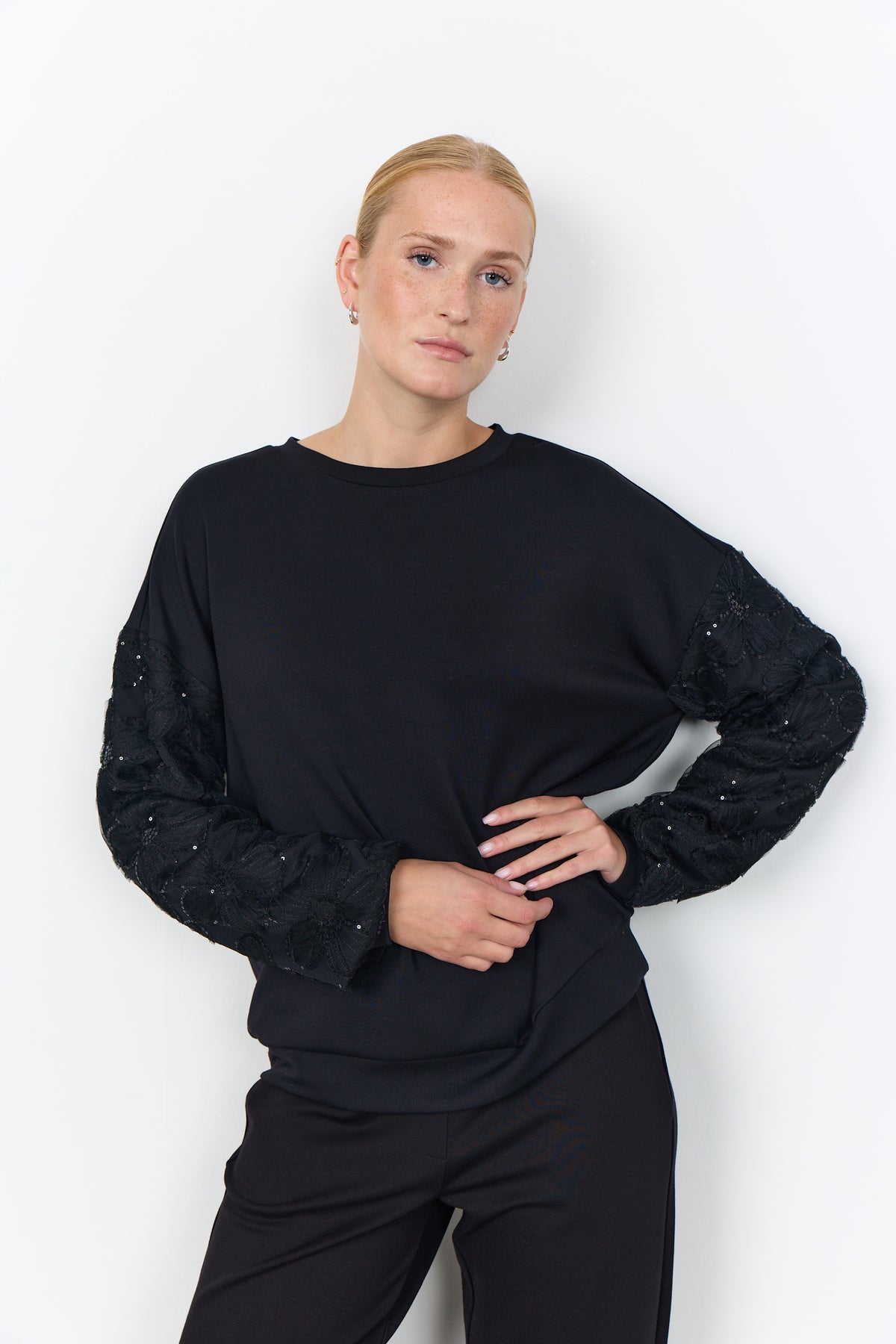 SC - BANU Lace Sleeve Sweatshirt