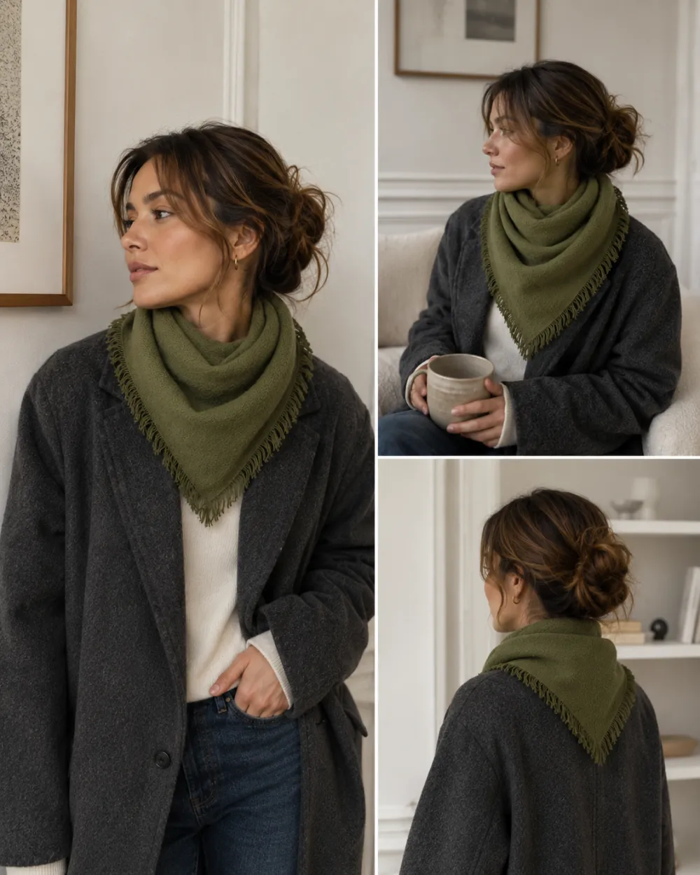 Plain Wool Blend Square Scarf