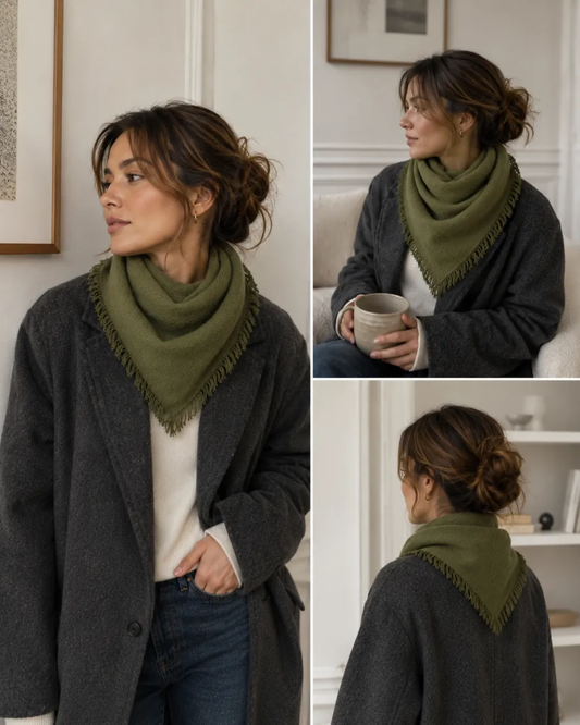 Plain Wool Blend Square Scarf