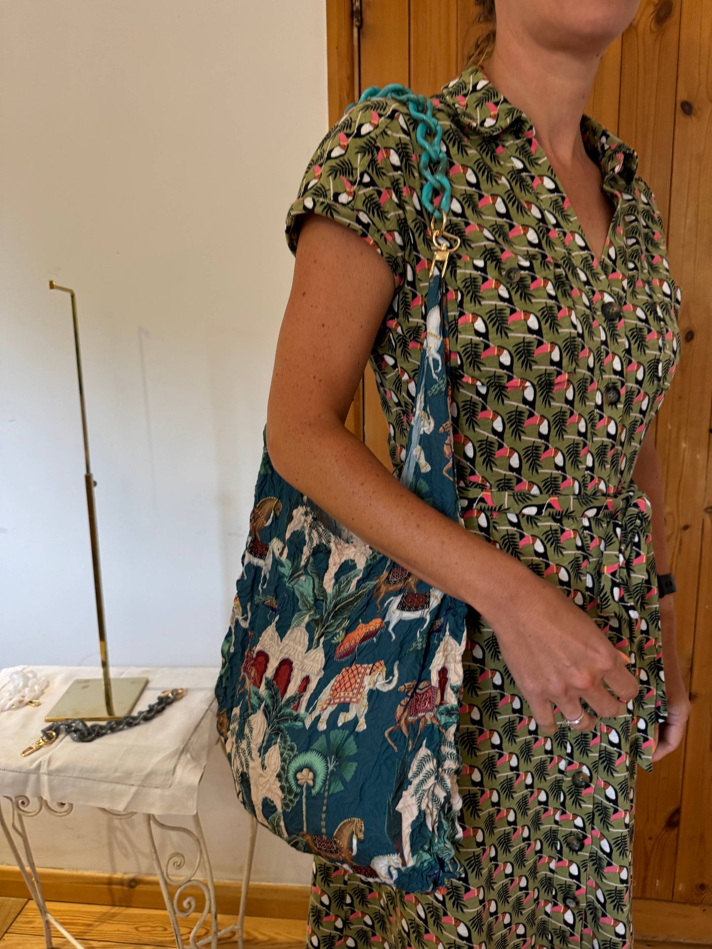 Turquoise Acrylic Handle for your Be Bougie Eco Tote Bag