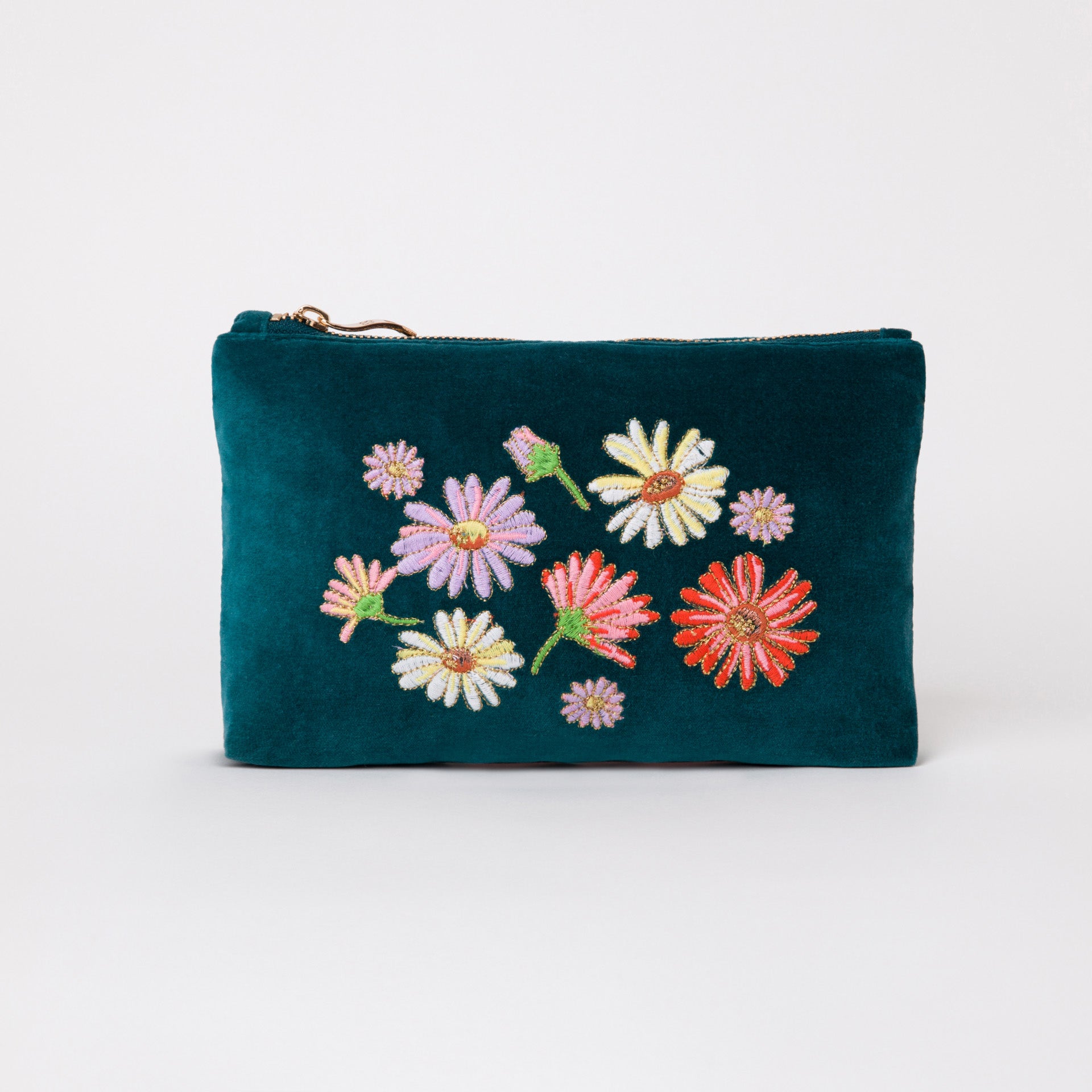 Wildflower Rich Blue Velvet Mini Pouch