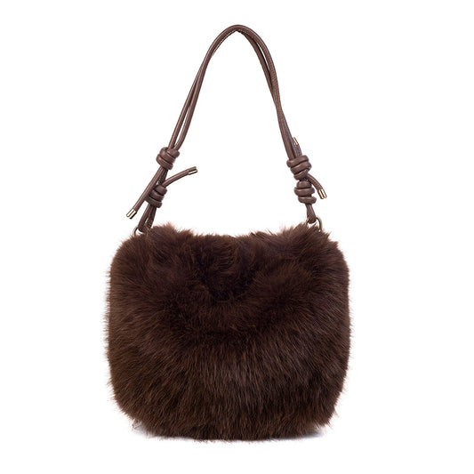 PL - Faux Fur Handbag- Cocoa