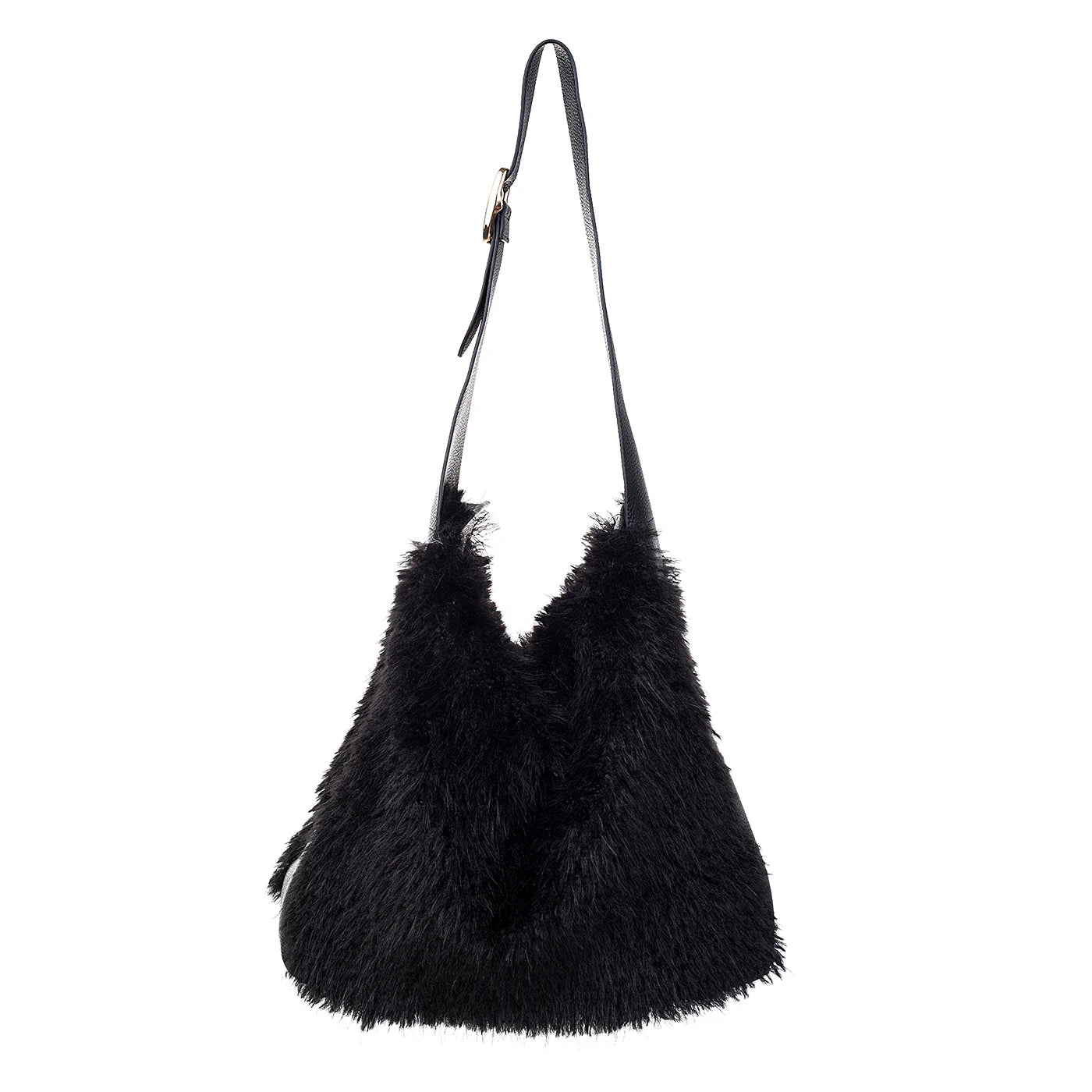 PL - Faux Shirling Slouch Bag - Ebony