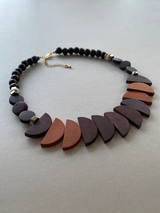 Necklace - Chocolate Orange Wooden