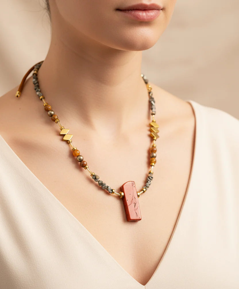 Necklace - Red Jasper, Maifan & Nugget