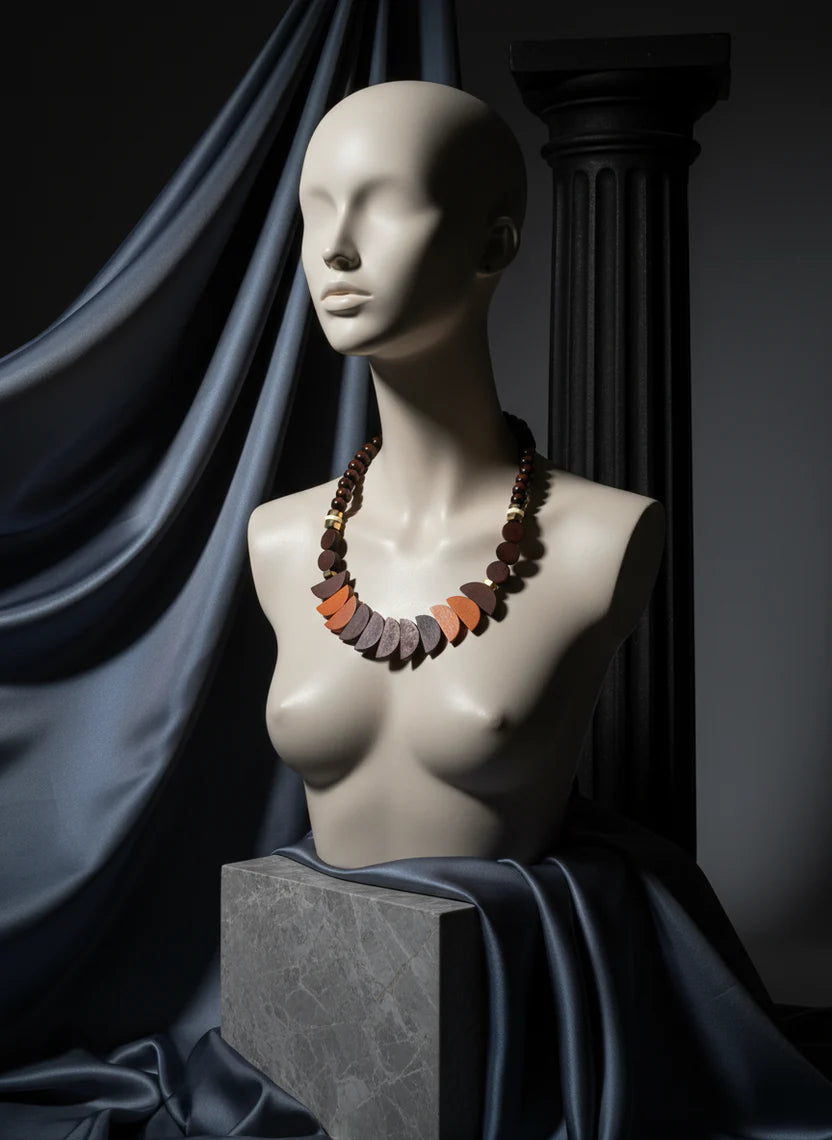 Necklace - Chocolate Orange Wooden