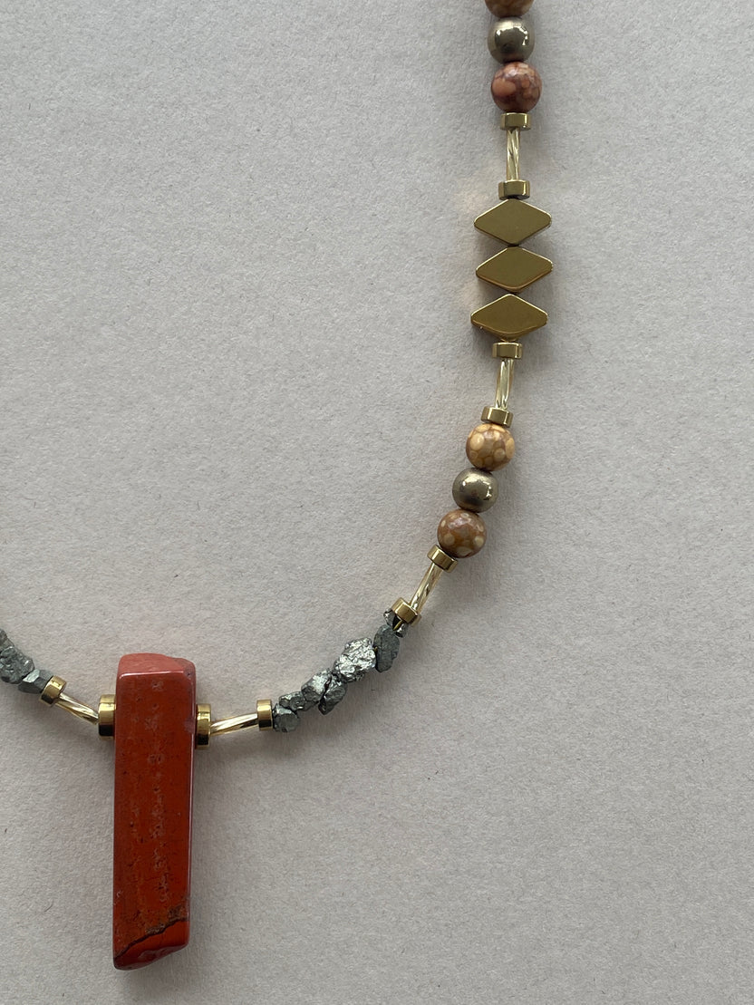 Necklace - Red Jasper, Maifan & Nugget
