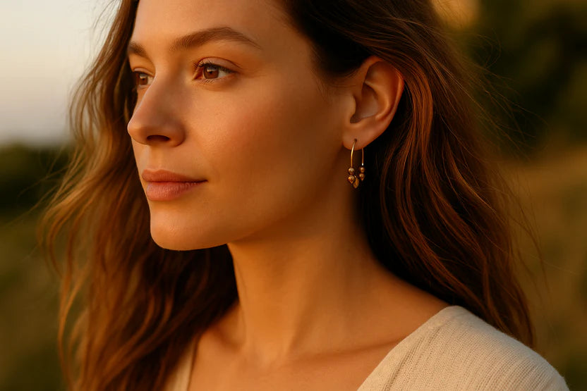 Hoop Earrings - Red Jasper, Maifan, & Nugget