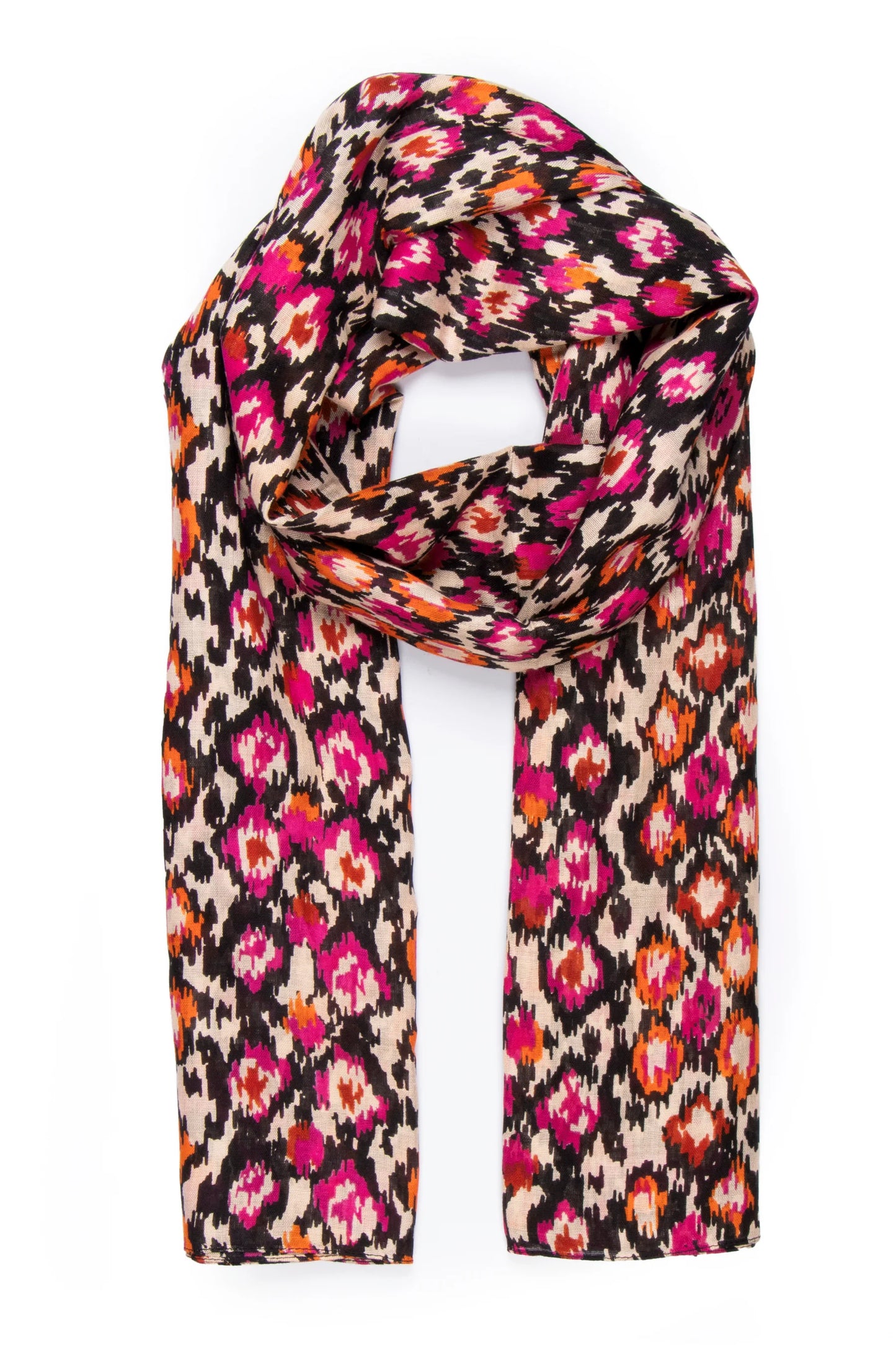 Belle Lightweight Scarf - Fuchsia/Orange, Abstract Spot