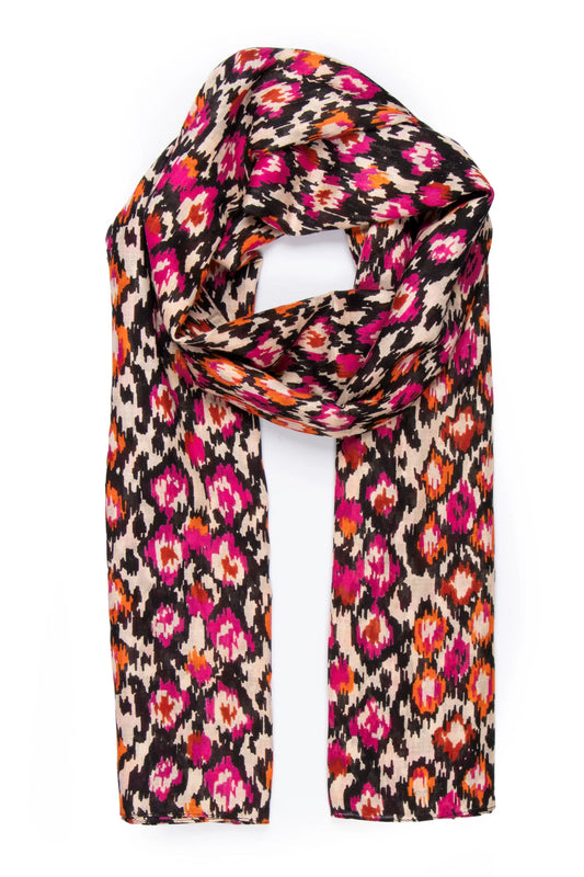 Belle Lightweight Scarf - Fuchsia/Orange, Abstract Spot