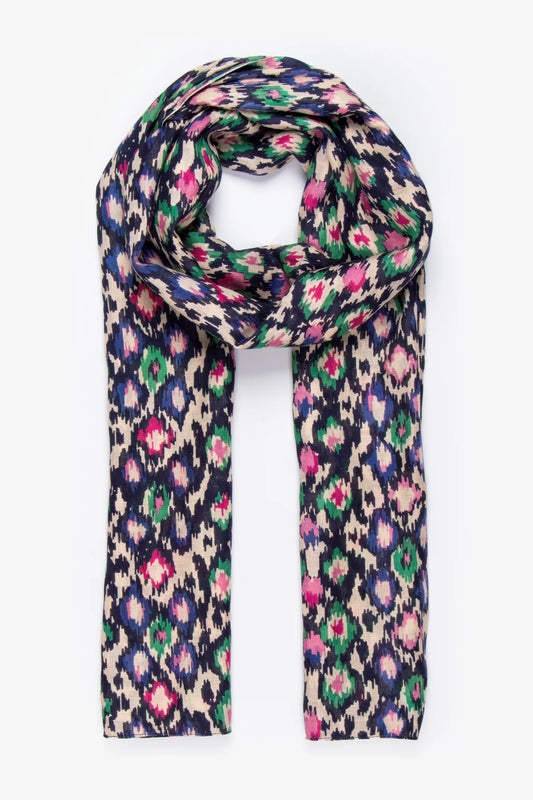Belle Lightweight Scarf - Navy Blue, Abstract Spot