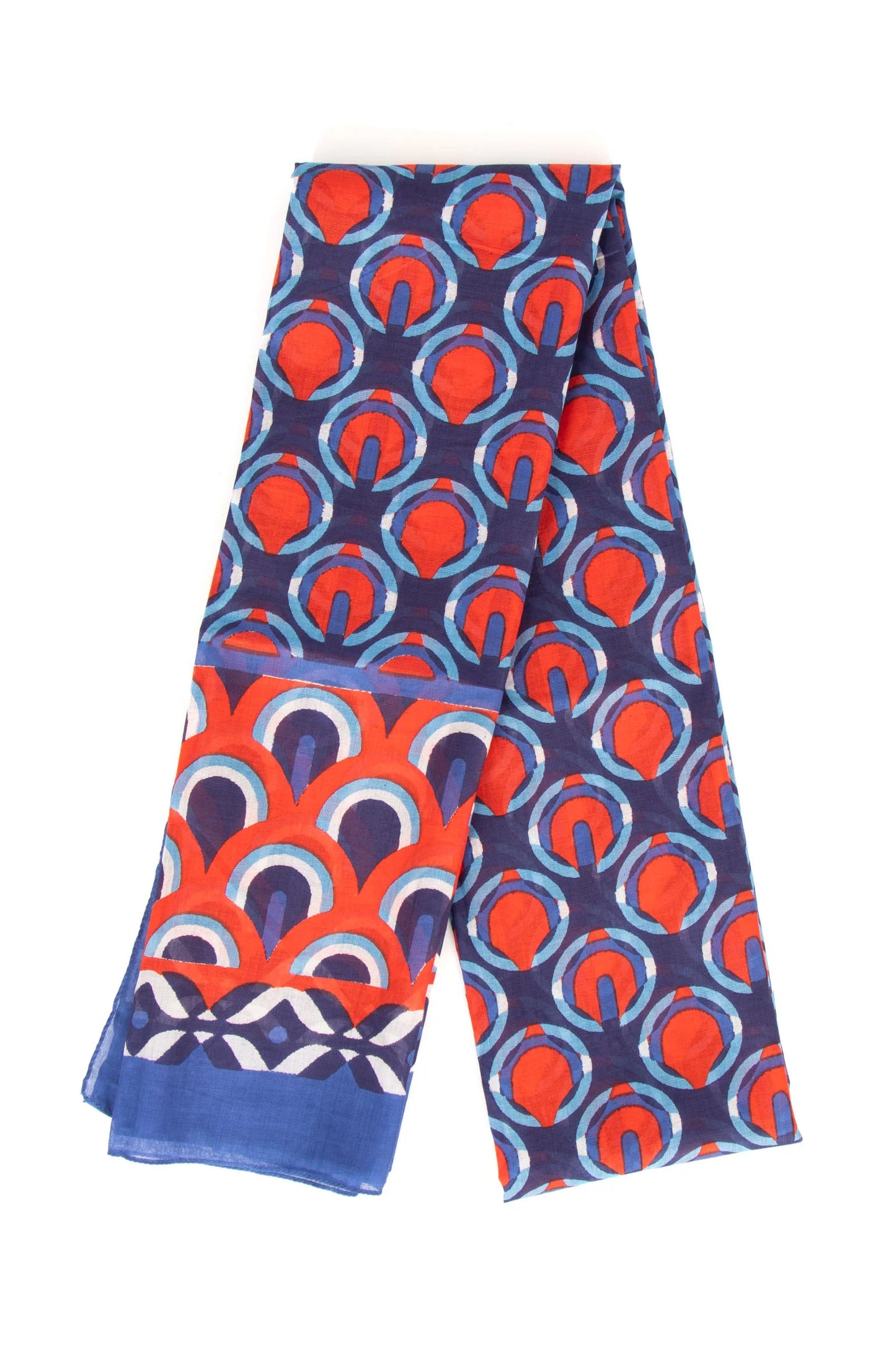 Dahlia - Navy/Red, Retro Geometric
