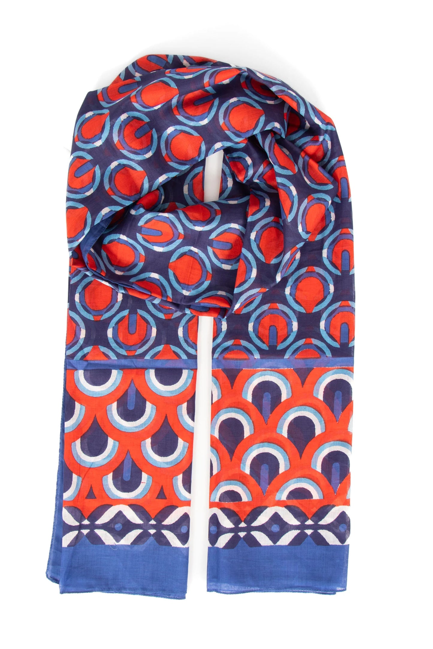 Dahlia - Navy/Red, Retro Geometric
