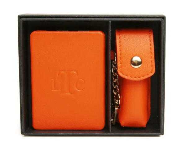 AW - Rectangular Compact Mirror & Lipstick Holder Gift Set - Orange